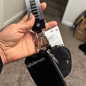 lululemon athletica Black Dual Pouch Wristlet with Silver Hardware